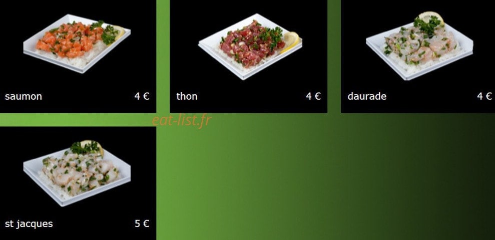 Carte et menu de Kana Sushi à Saint Cannat — Les tartares