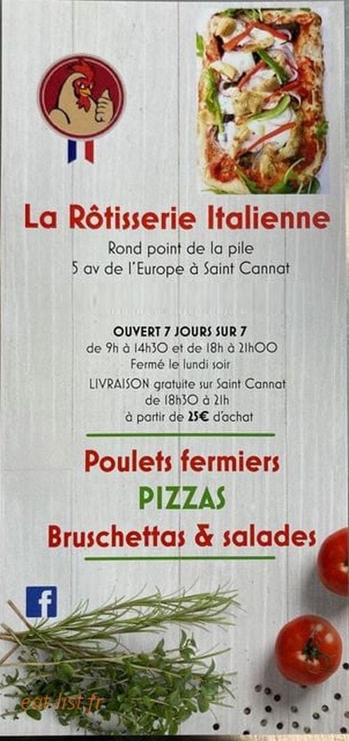 Carte et menu La Rotisserie Italienne Saint Cannat