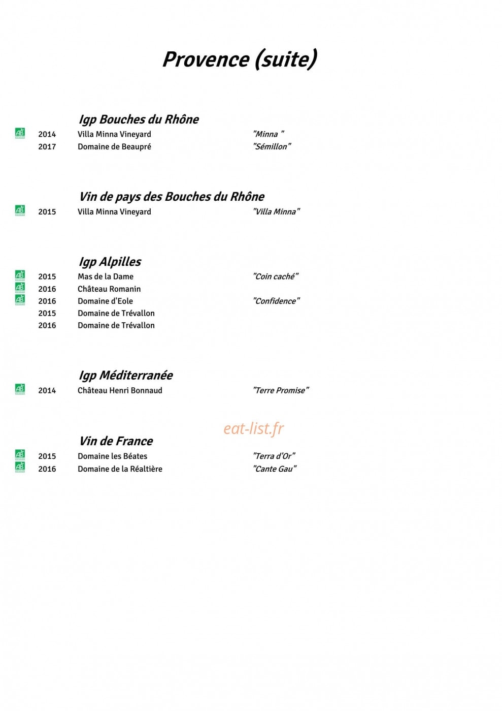 Le Mas Bottero — carte page 5