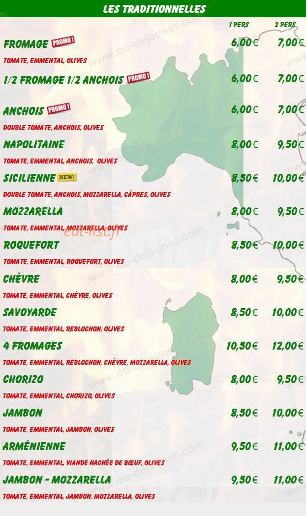 Pizza drive — carte page 1