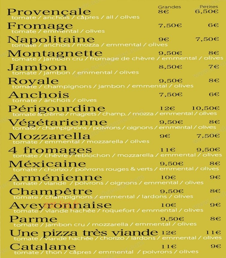 Pizza'Vincent — carte page 1
