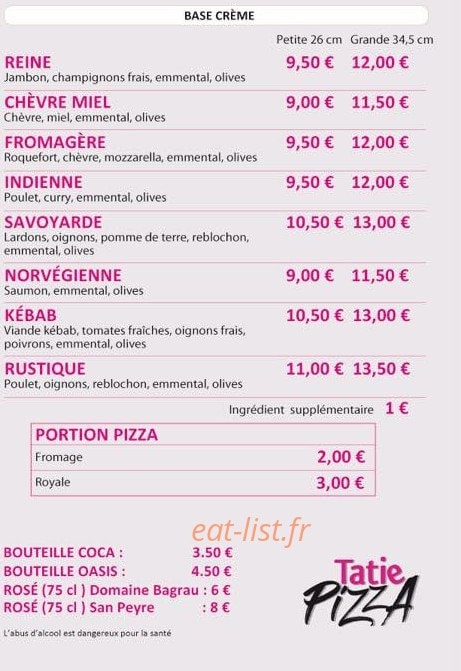 Tatie pizza — carte page 3