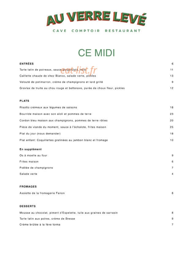 Au Verre Levé — carte page 2