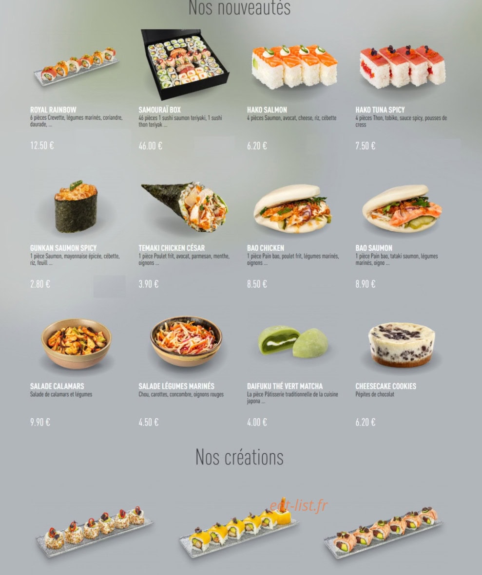 Enjoy Sushi — carte page 1