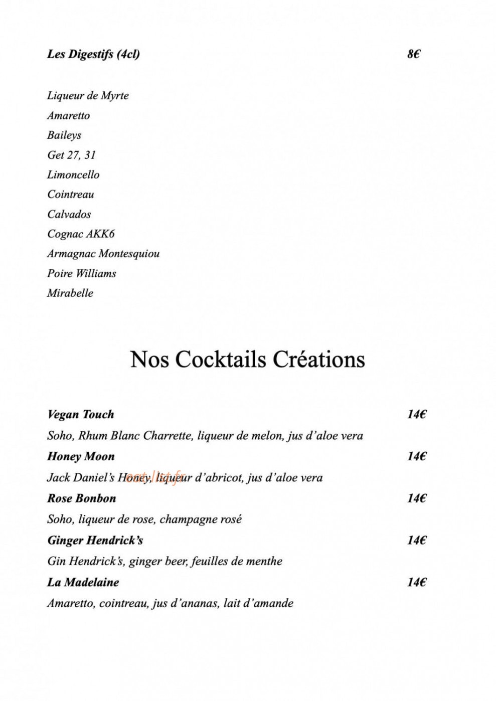Restaurant George — carte page 12
