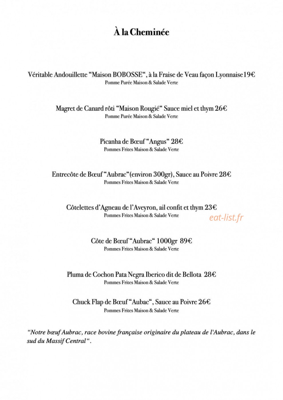 Restaurant George — carte page 5