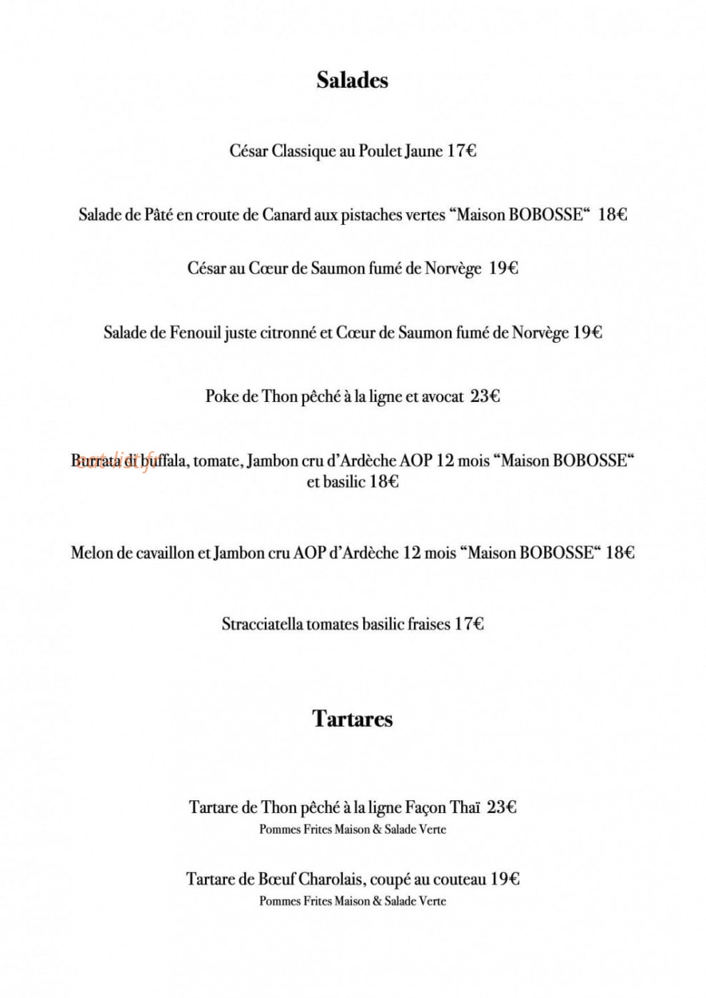 Restaurant George — carte page 3