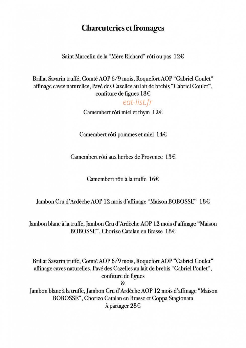 Restaurant George — carte page 2