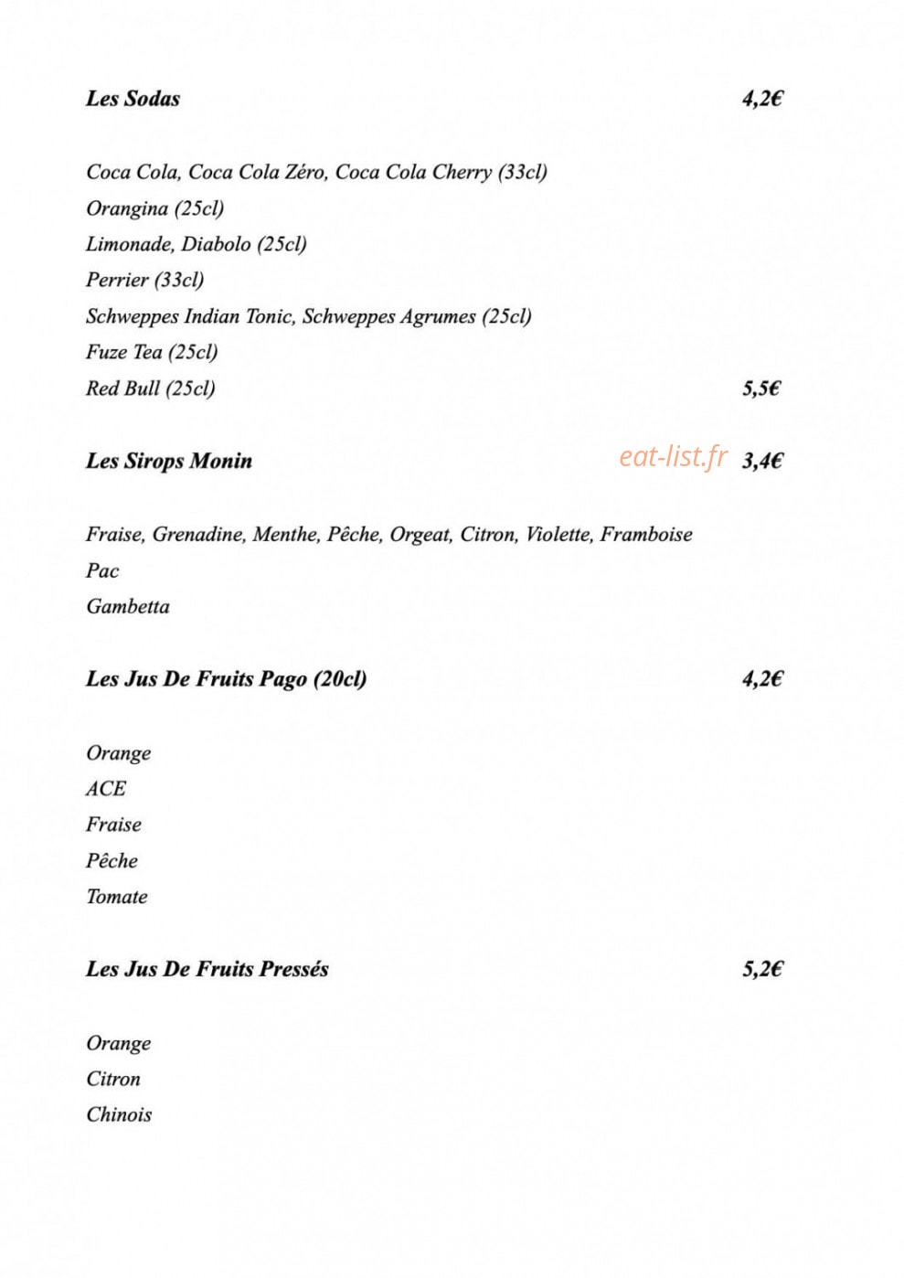 Restaurant George — carte page 9