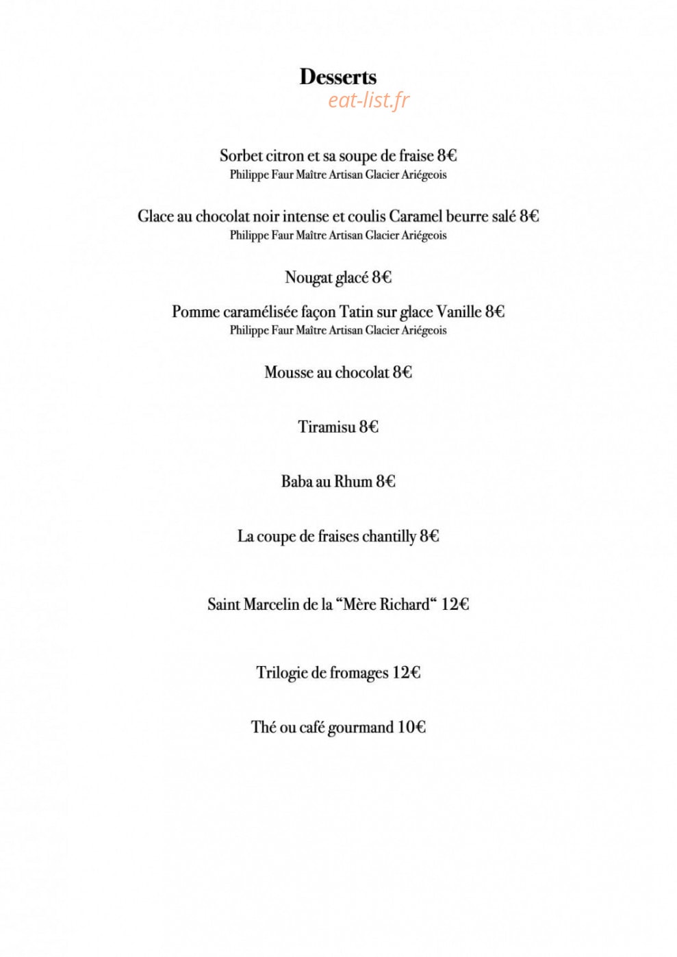 Restaurant George — carte page 7