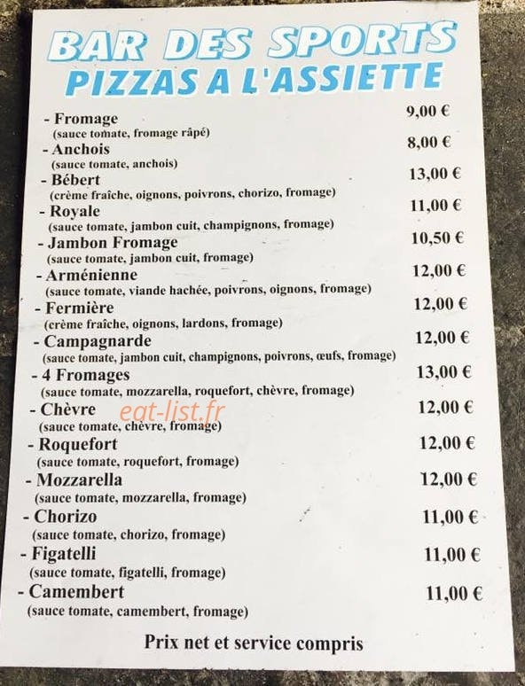 Bar des sports — carte page 1