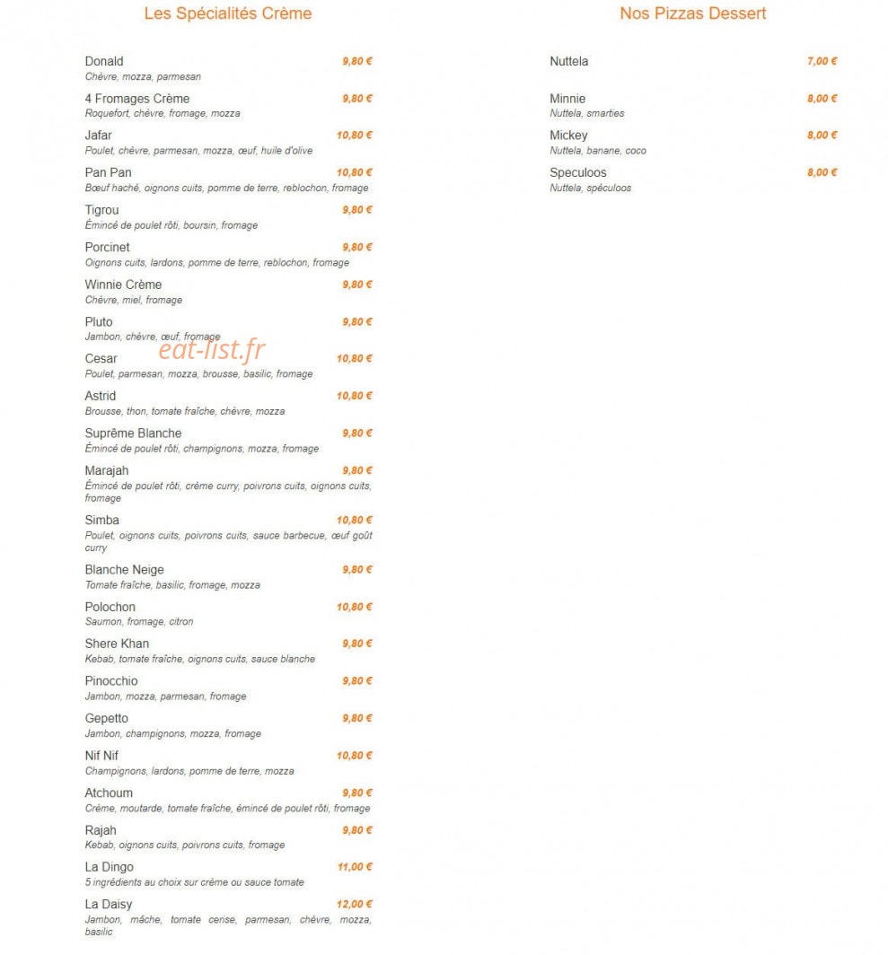 Pluto Pizza — carte page 2