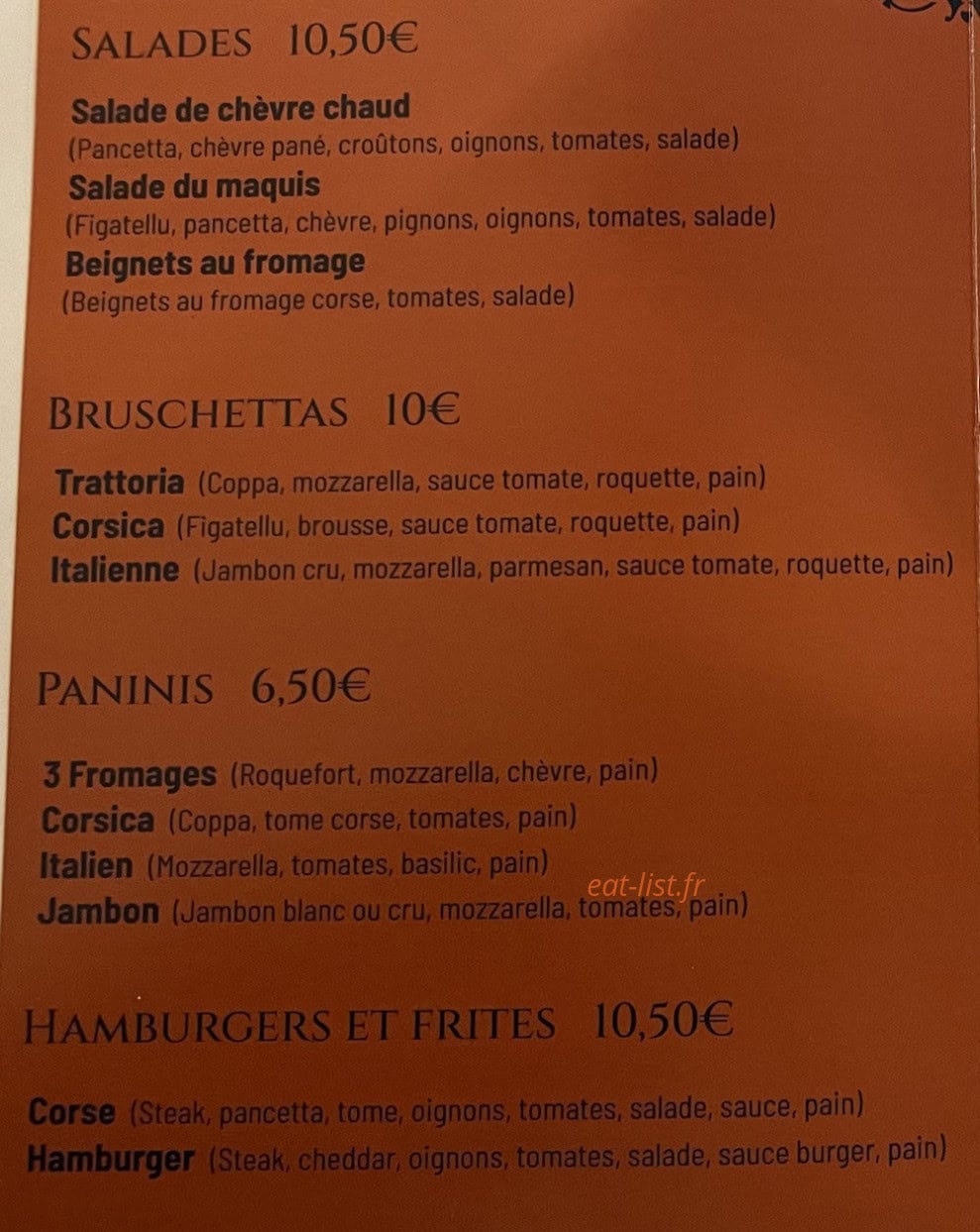 Trattoria corsica — carte page 2