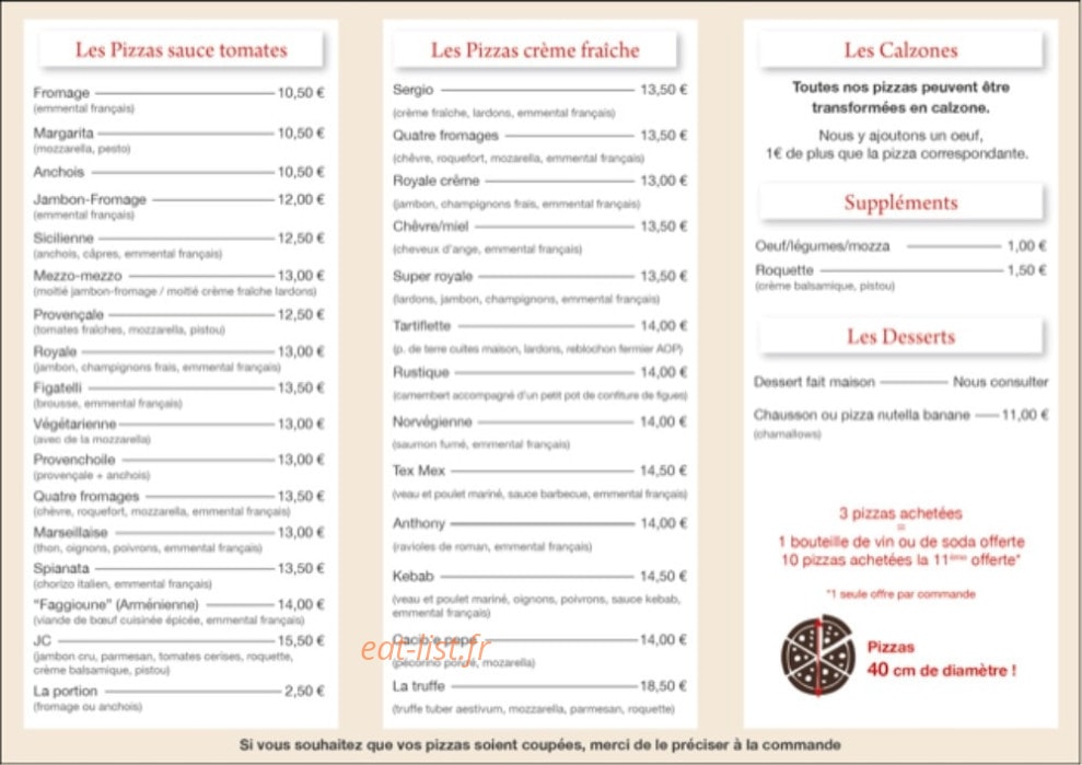 Les Pizzas du Cengle — carte page 2