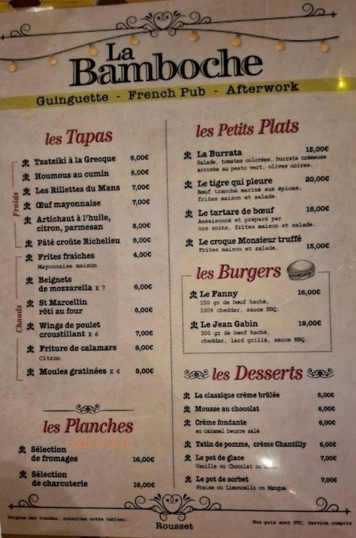 La Bamboche — carte page 1