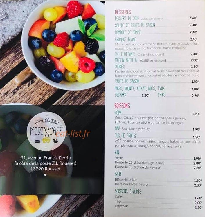 Midi's café — carte page 6