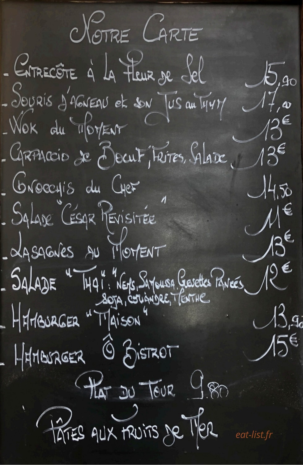 O Bistrot Camoin — carte page 1