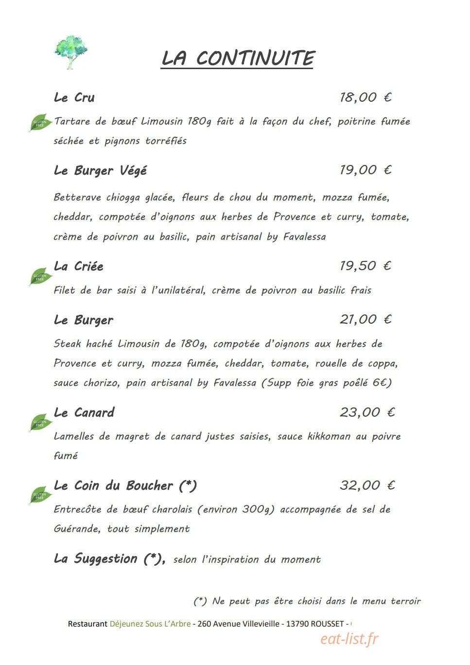Restaurant Déjeunez Sous L'Arbre — carte page 3