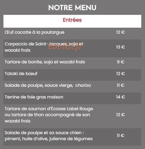 Au Petit Bouchon — carte page 1