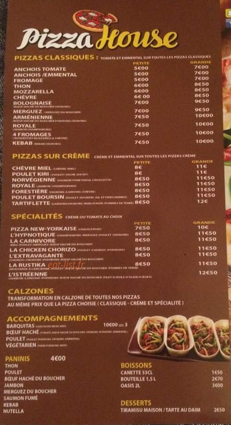 Cheesy Pizza — carte page 1