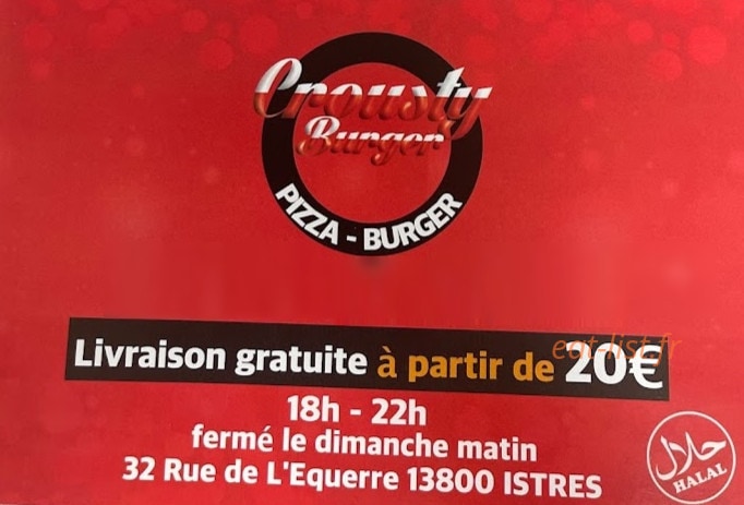Crousty Burger — carte page 1