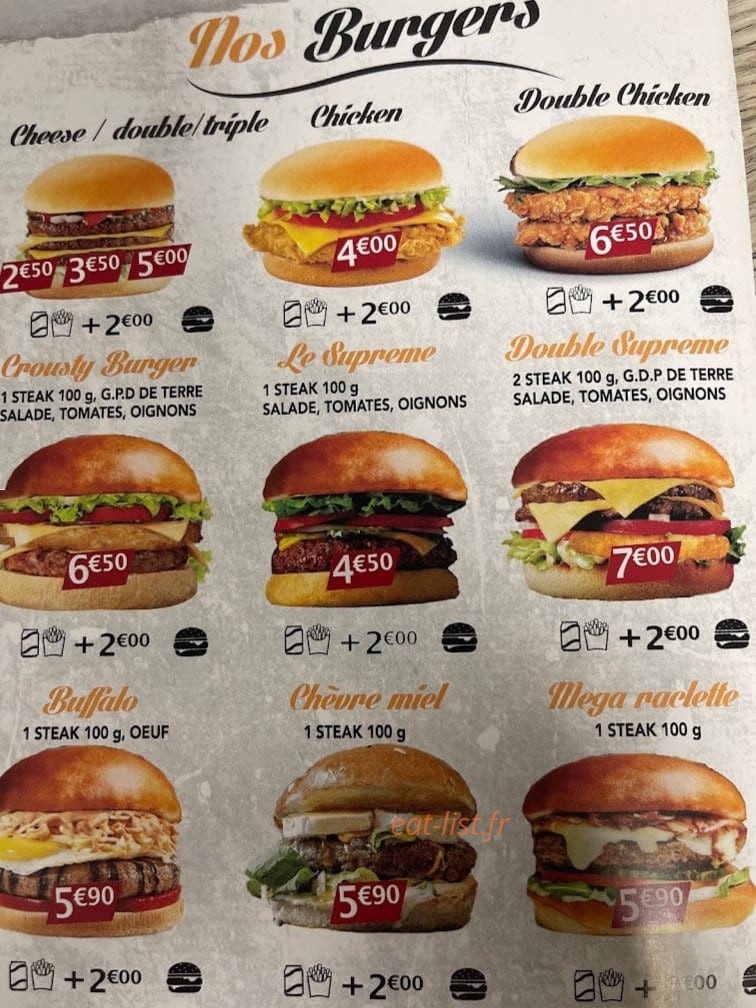 Crousty Burger — carte page 6