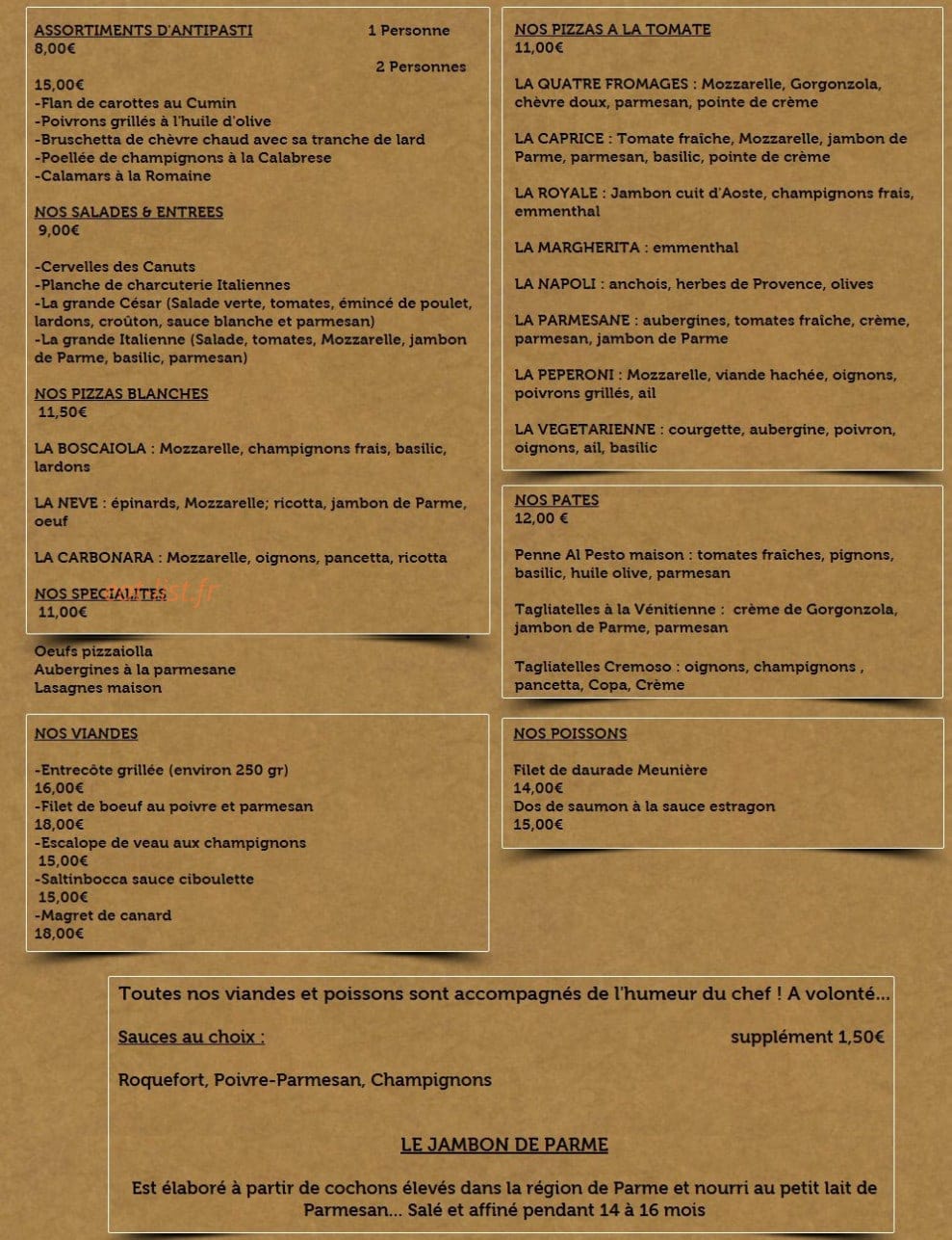 L'instant gourmand​ — carte page 1