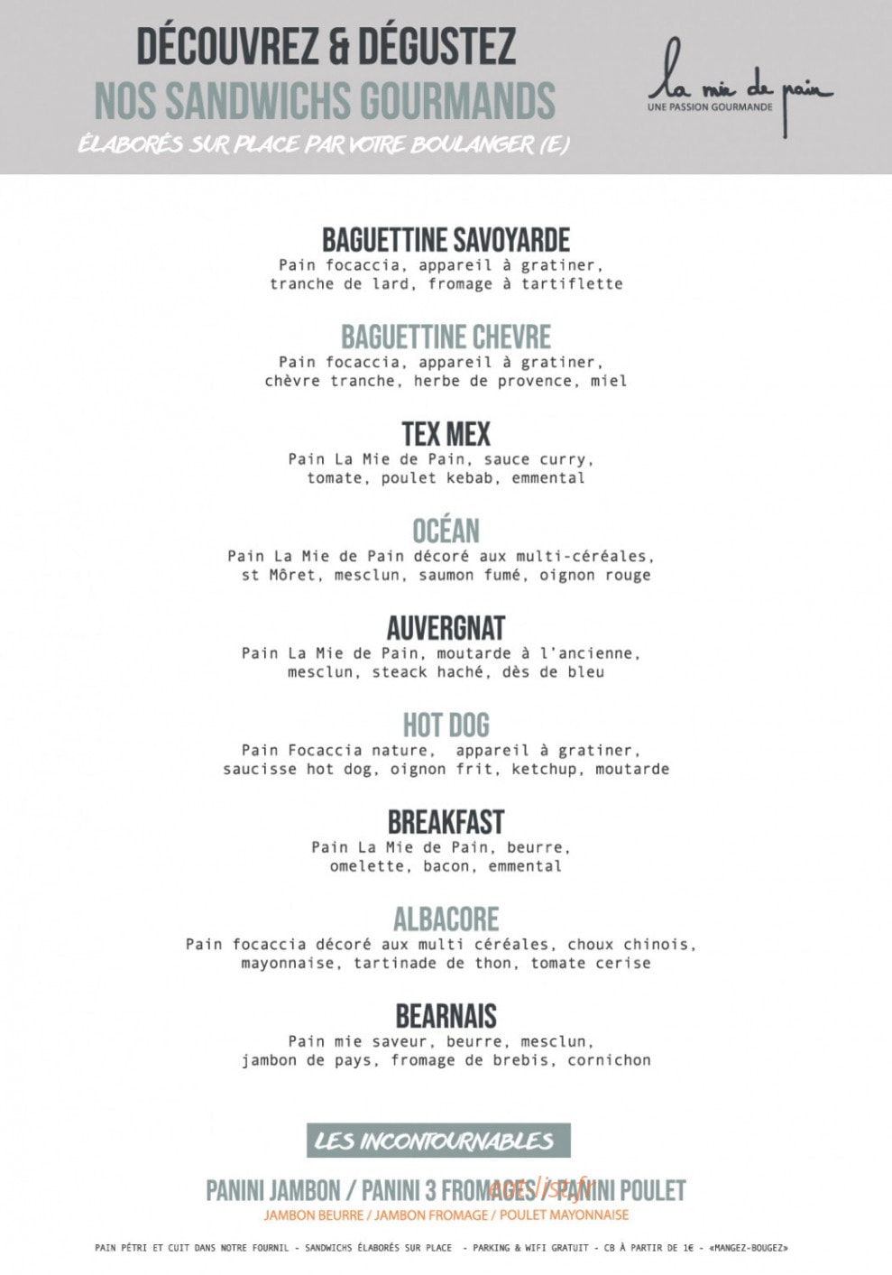 La Mie de Pain — carte page 1