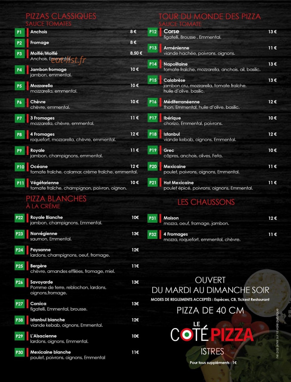 Le Côté Pizza — carte page 2