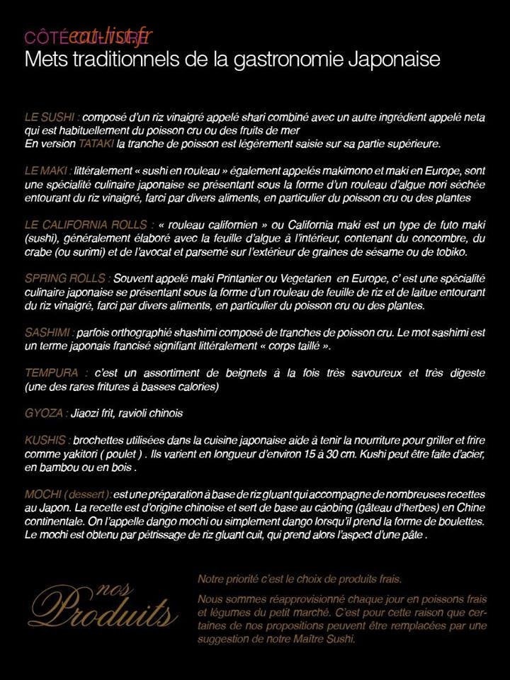 Le coté sushi — carte page 15
