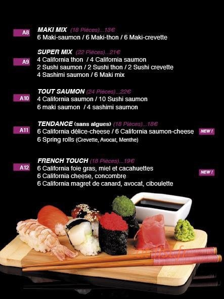 Le coté sushi — carte page 12