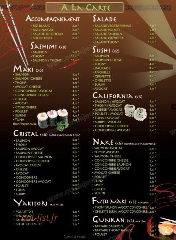 Naké Sushi — carte page 2