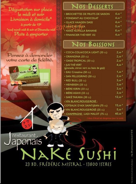 Naké Sushi — carte page 4