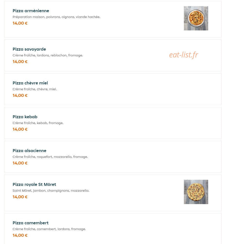 Plazza pizza — carte page 8