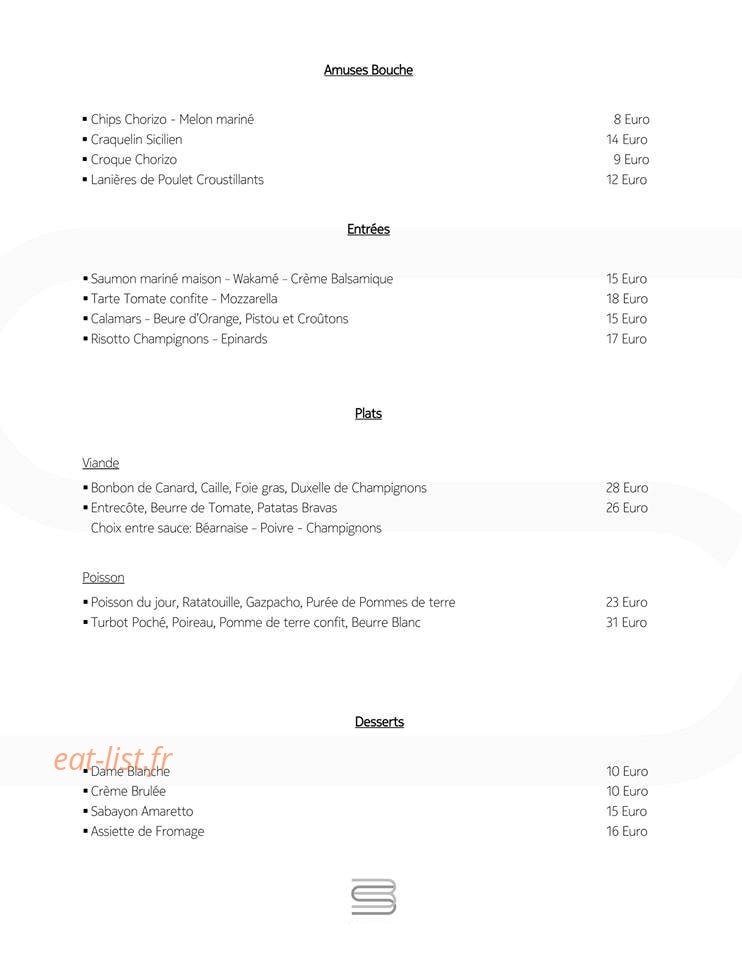 Chez Suzy — carte page 1