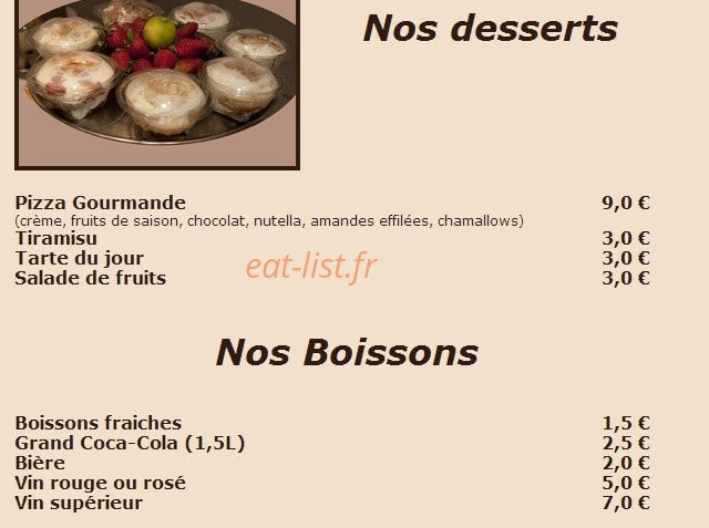 La Cave à Pizza — carte page 6