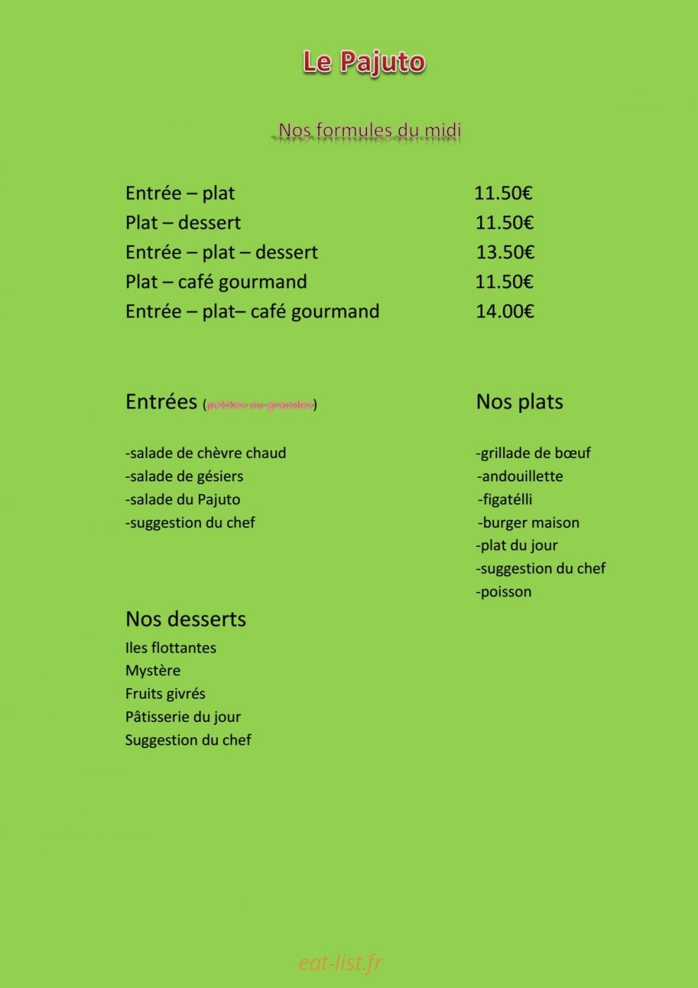 Le pajuto — carte page 1