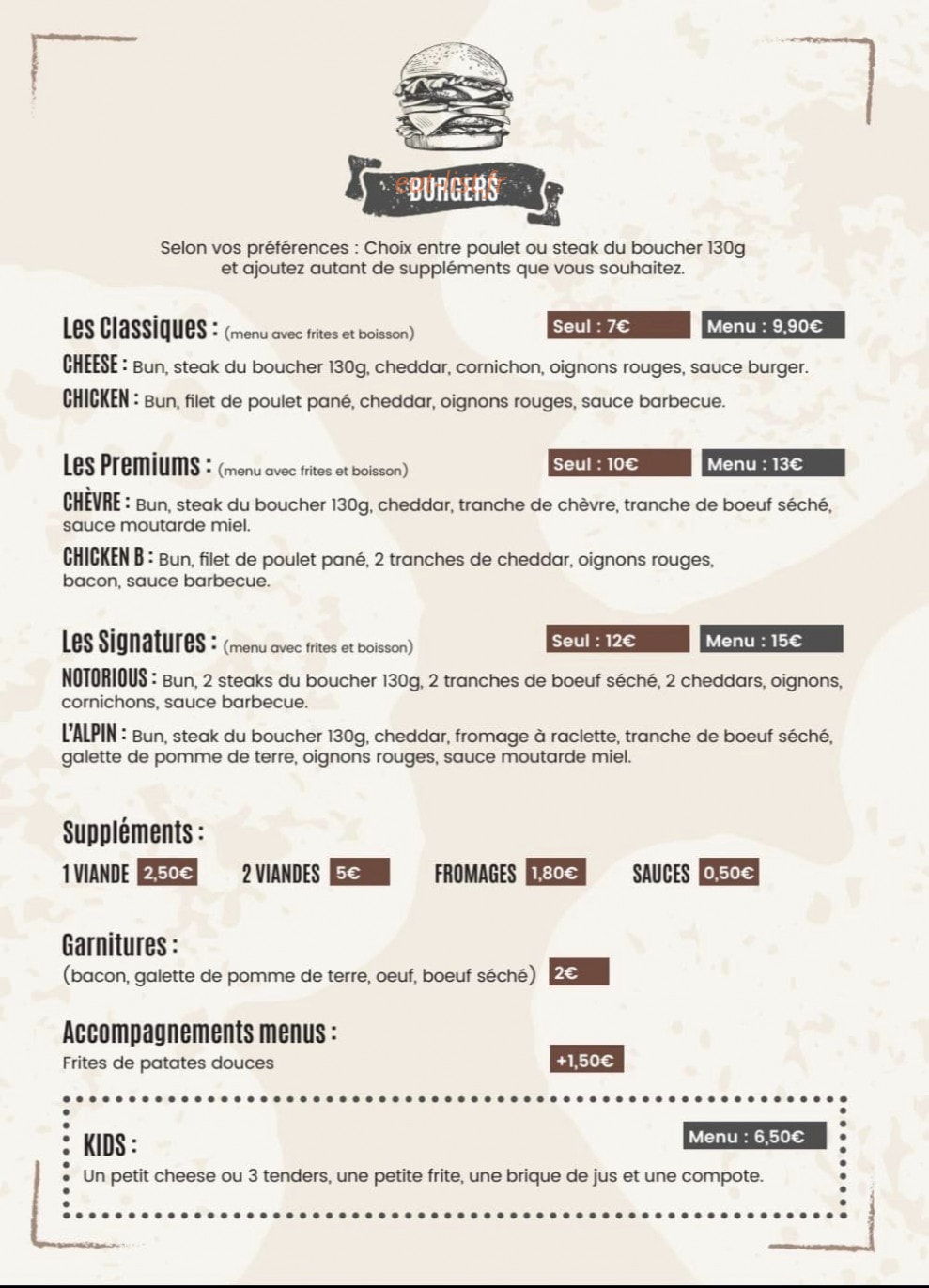 Le smash burger — carte page 3