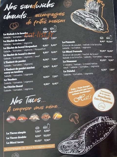 Snack le PENNOIS — carte page 1