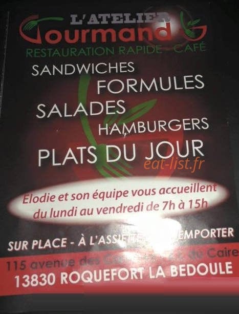 Atelier gourmand — carte page 1