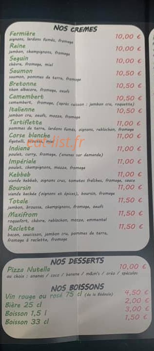 Mc Pizza — carte page 2