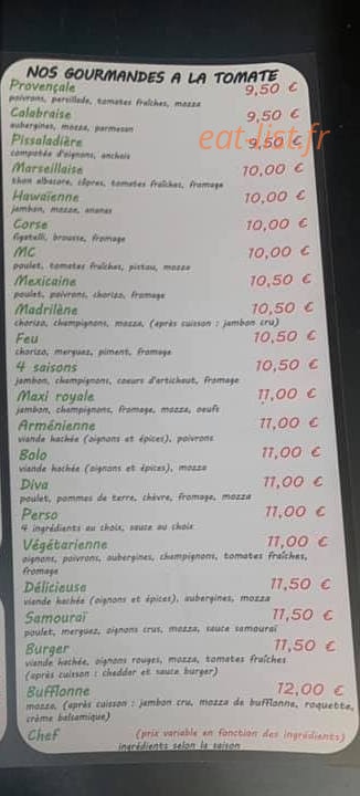 Mc Pizza — carte page 3