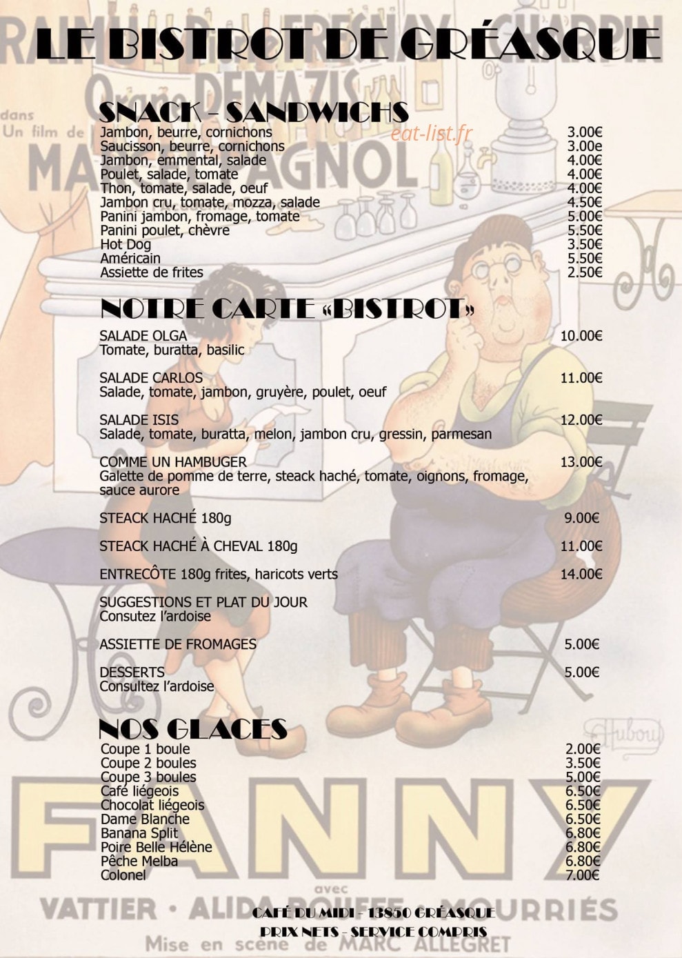 Café du Midi — carte page 1