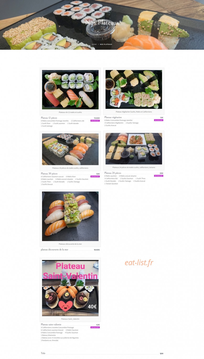 D'Sushis — carte page 1