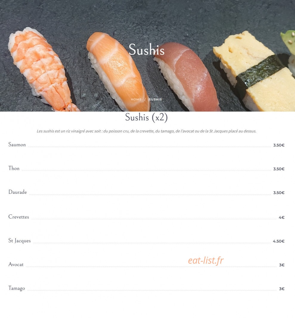 D'Sushis — carte page 2