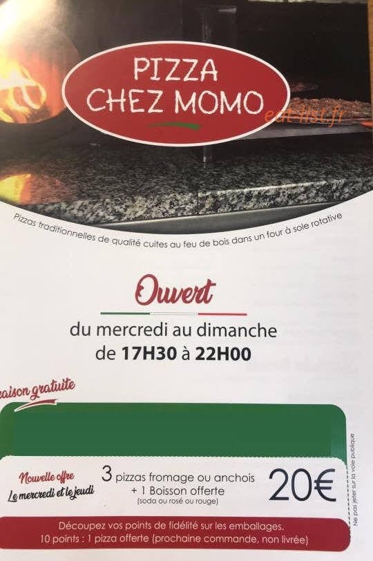 Pizza Momo — carte page 1