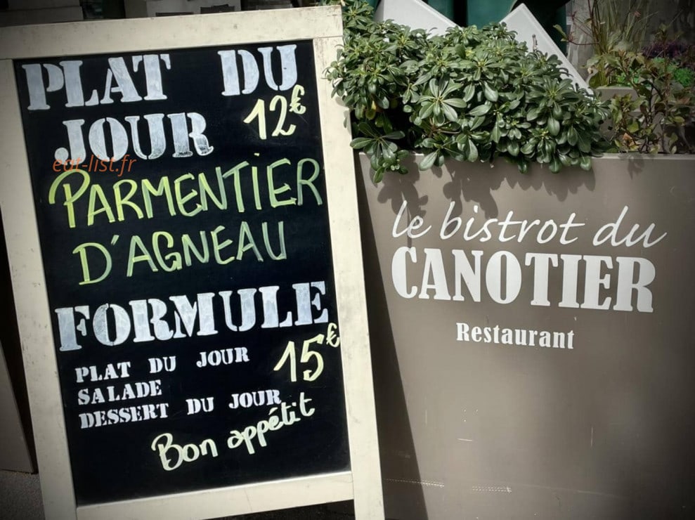 Le Bistrot du Canotier — carte page 1