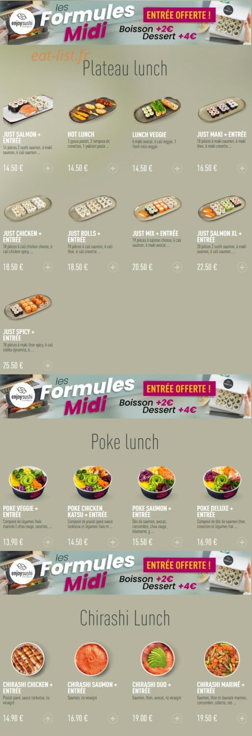 Enjoy Sushi — carte page 1
