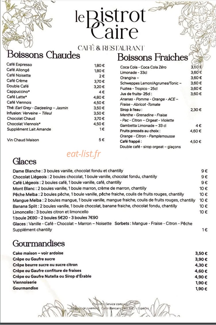 Le Bistrot Caire — carte page 5