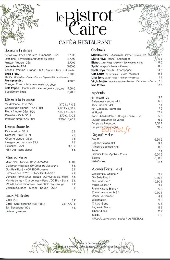 Le Bistrot Caire — carte page 4